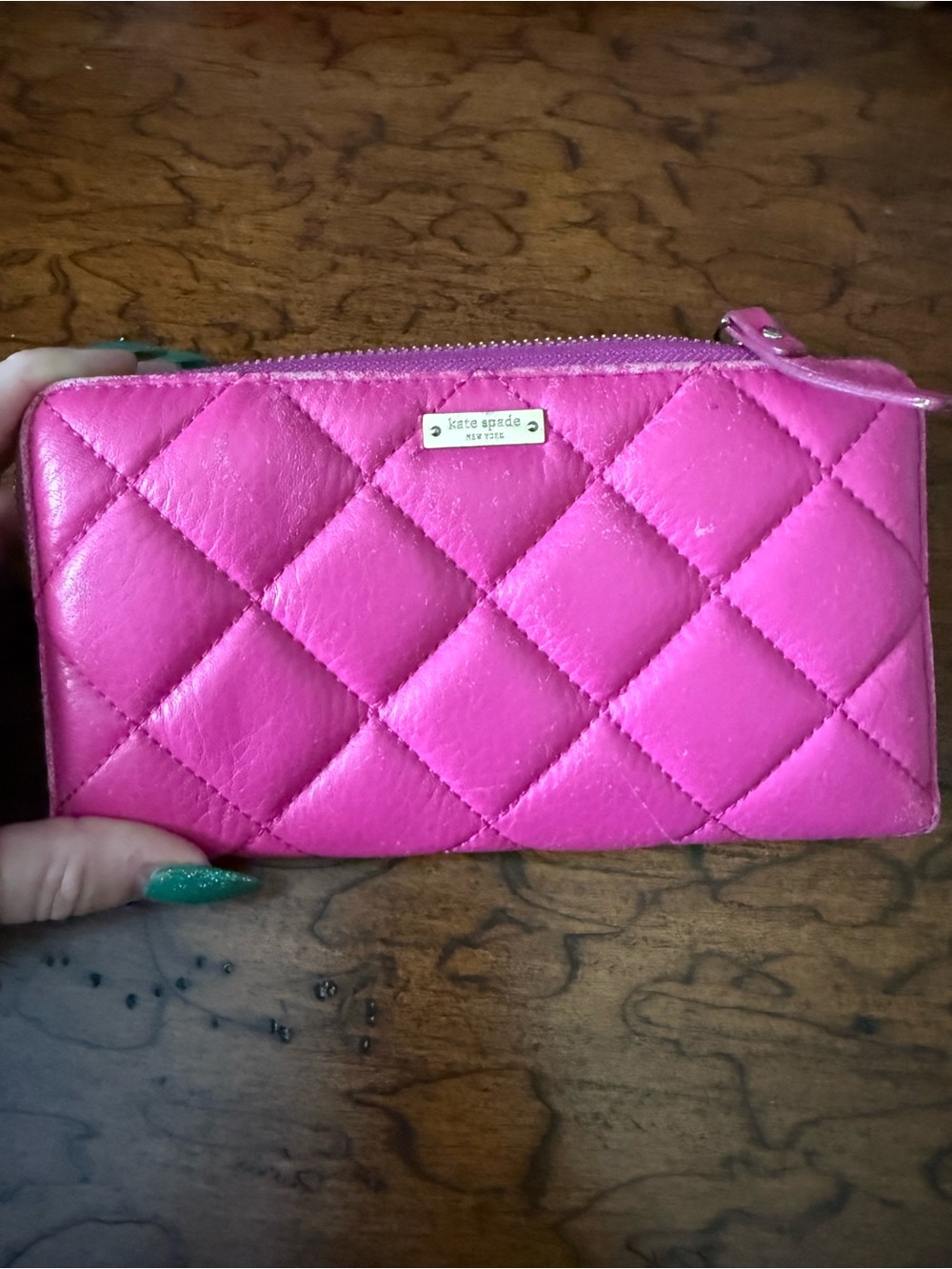 kate spade Quilted Bright Pink Zip-Around Wallet